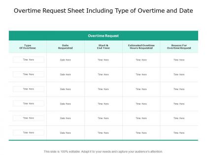 Overtime request sheet including type of overtime and date