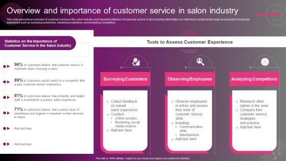 Overview And Importance Of Customer Service New Hair And Beauty Salon Marketing Strategy SS