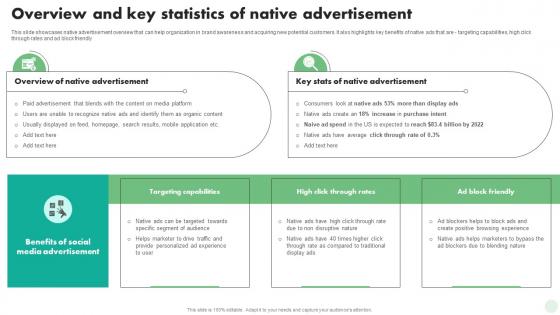 Overview And Key Statistics Of Native Advertisement Digital And Traditional Marketing Strategies MKT SS V