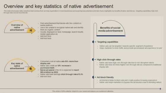 Overview And Key Statistics Of Native Advertisement Pushing Marketing Message MKT SS V