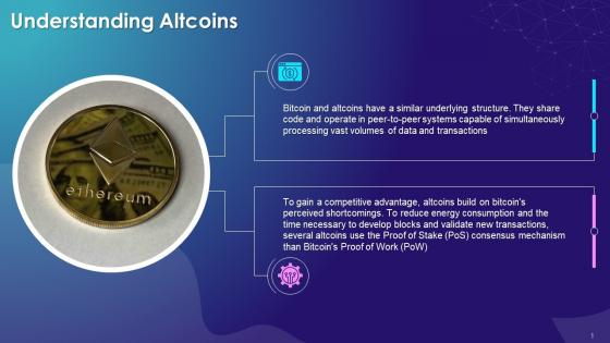 Overview Of Altcoins As Cryptocurrencies Training Ppt