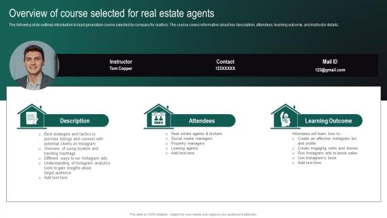 Overview Of Course Selected For Real Estate Agents Real Estate Branding Strategies To Attract MKT SS V