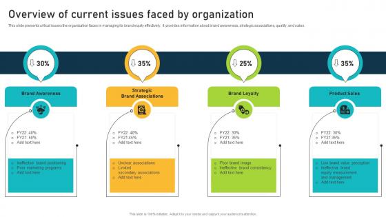 Overview Of Current Issues Faced By Organization Brand Equity Optimization Through Strategic Brand