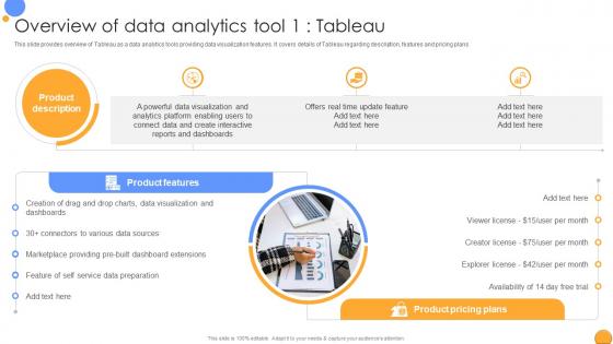 Overview Of Data Analytics Tool 1 Tableau Mastering Data Analytics A Comprehensive Data Analytics SS