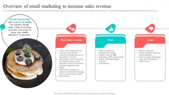 Overview Of Email Marketing To Increase Sales Revenue New And Effective Guidelines For Cake Shop MKT SS V