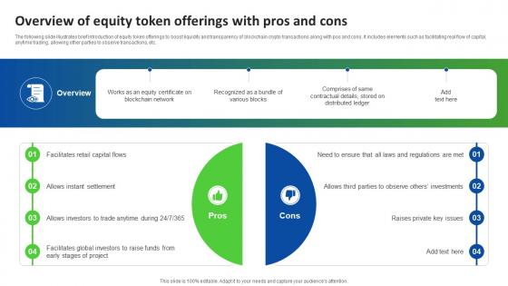 Overview Of Equity Token Offerings With Pros And Cons Ultimate Guide Smart BCT SS V