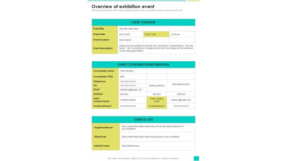 Overview Of Exhibition Event One Pager Sample Example Document