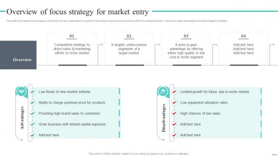 Overview Of Focus Strategy For Market Entry Cost Leadership Strategy Offer Low Priced Products