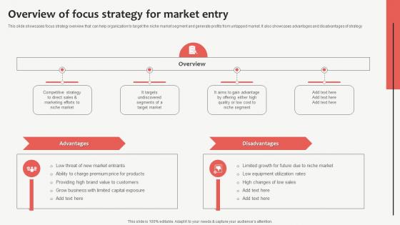 Overview Of Focus Strategy For Market Entry Customized Product Strategy For Niche