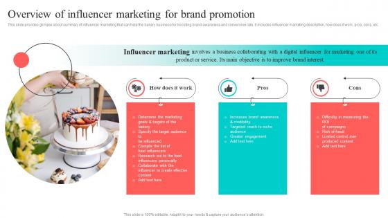 Overview Of Influencer Marketing For Brand Promotion New And Effective Guidelines For Cake Shop MKT SS V