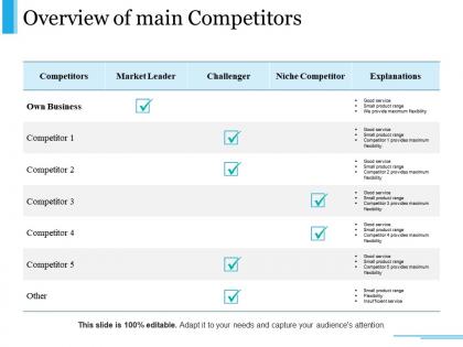 Overview of main competitors presentation slides
