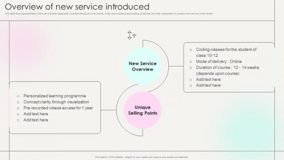 Overview Of New Service Introduced Marketing Strategies New Service