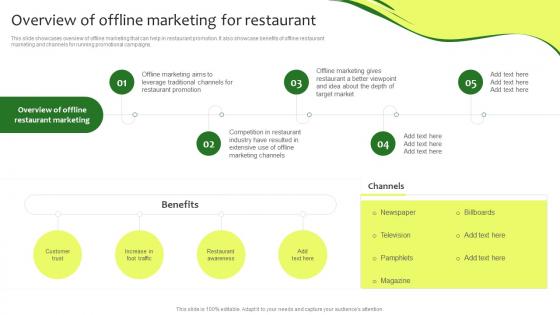 Overview Of Offline Marketing For Restaurant Online Promotion Plan For Food Business