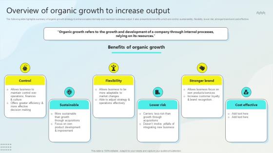 Overview Of Organic Growth To Increase Output Steps For Business Growth Strategy SS