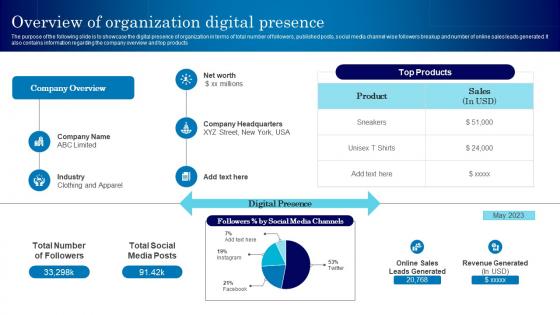 Overview Of Organization Digital Presence Assessment Plan For Online Marketing