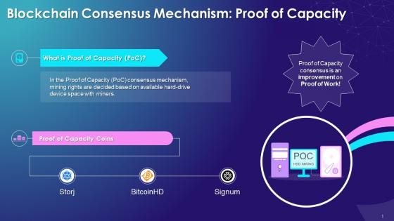 Overview Of Proof Of Capacity Consensus Mechanism Training Ppt