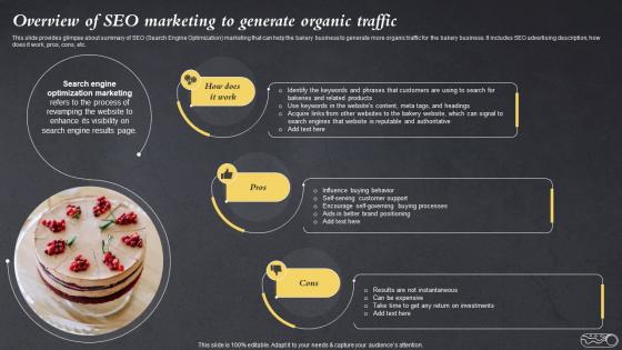 Overview Of SEO Marketing To Generate Organic Traffic Efficient Bake Shop MKT SS V