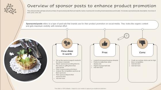 Overview Of Sponsor Posts Enhance Implementing Advanced Advertising Plan For Bakery Business Mkt Ss