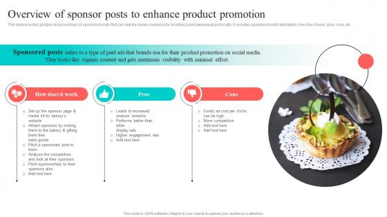 Overview Of Sponsor Posts To Enhance Product New And Effective Guidelines For Cake Shop MKT SS V