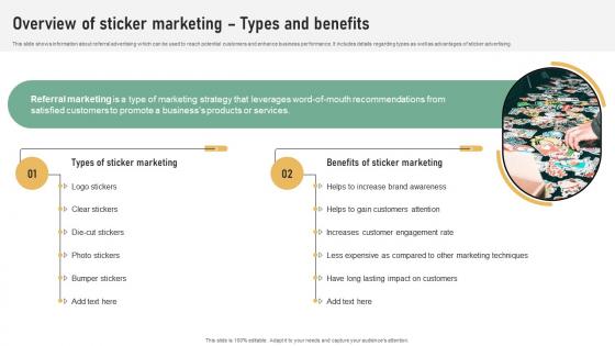 Overview Of Sticker Marketing Types And Referral Marketing Plan To Increase Brand Strategy SS V