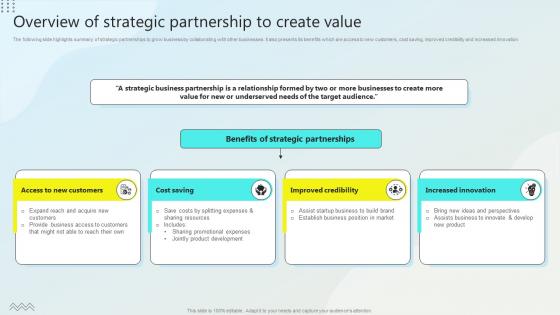 Overview Of Strategic Partnership To Create Value Steps For Business Growth Strategy SS