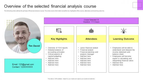 Overview Of The Selected Financial Analysis Course Financial Planning Analysis Guide Small Large Businesses