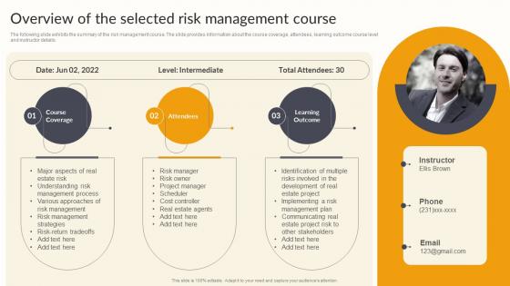 Overview Of The Selected Risk Management Course Effective Risk Management Strategies