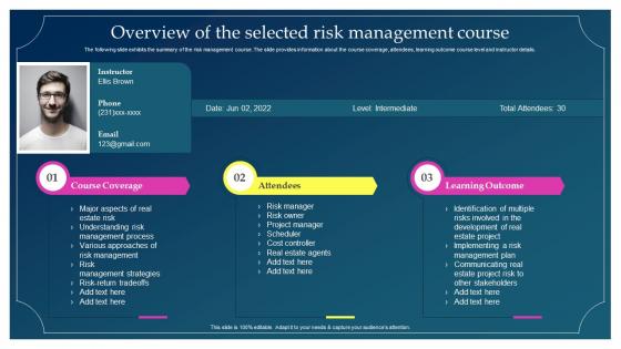 Overview Of The Selected Risk Management Course Implementing Risk Mitigation Strategies For Real