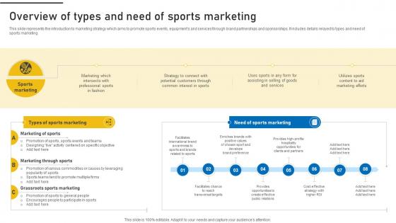 Overview Of Types And Need Sports Event Marketing Plan Strategy SS V