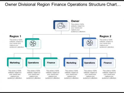 Owner divisional region finance operations structure chart with icons and boxes