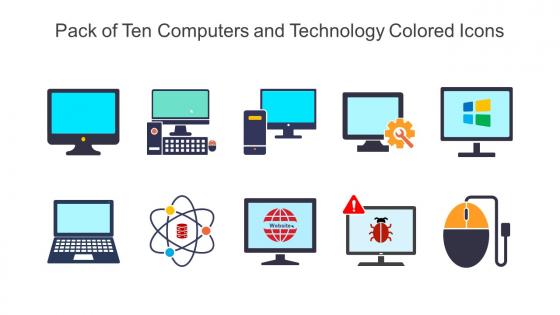 Pack Of Ten Computers And Technology Colored Icons