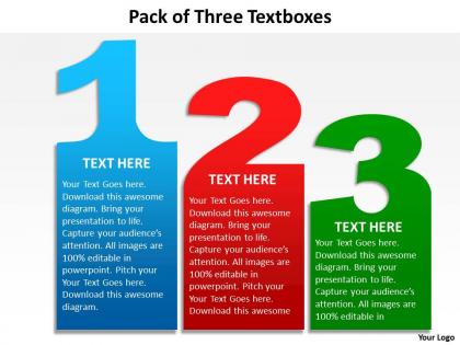 Pack of three textboxes powerpoint diagrams presentation slides graphics 0912
