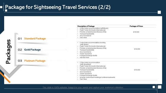 Package for sightseeing travel services ppt slides files