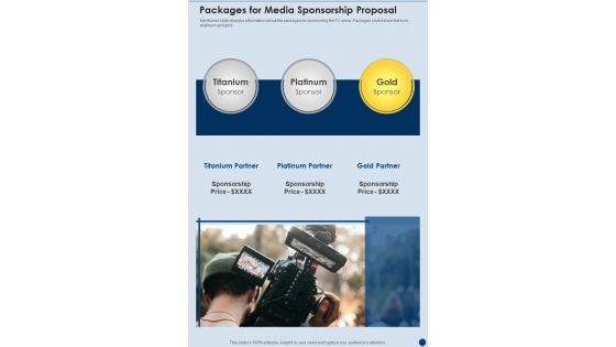 Packages For Media Sponsorship Proposal One Pager Sample Example Document