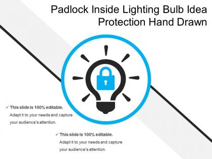 Padlock inside lighting bulb idea protection hand drawn
