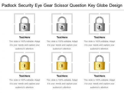 Padlock security eye gear scissor question key globe design