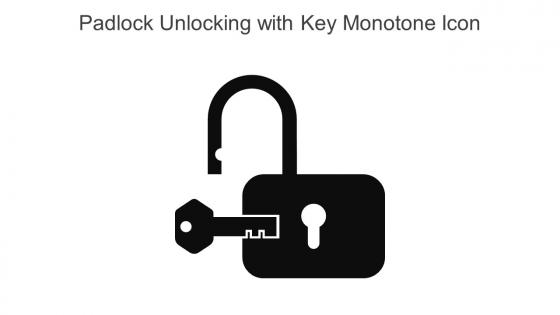 Padlock Unlocking With Key Monotone Icon In Powerpoint Pptx Png And Editable Eps Format