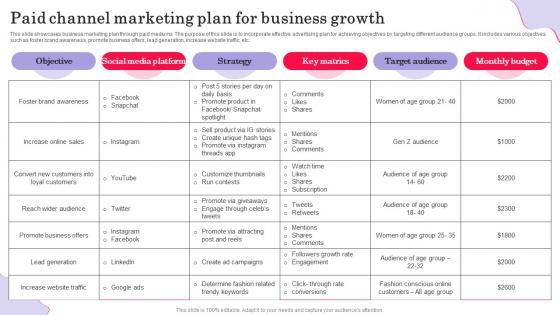 Paid Channel Marketing Plan For Business Growth