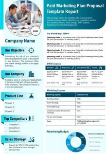 Paid marketing plan proposal template report presentation report infographic ppt pdf document