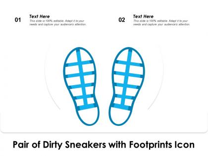 Pair of dirty sneakers with footprints icon