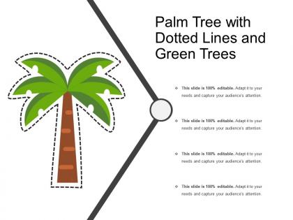 Palm tree with dotted lines and green trees