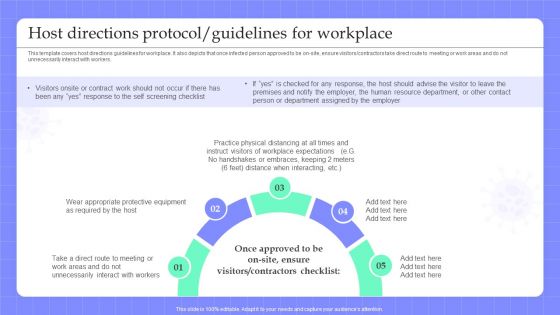 Pandemic Business Strategy Playbook Host Directions Protocol Guidelines For Workplace