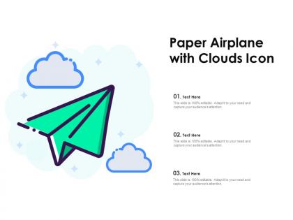 Paper airplane with clouds icon