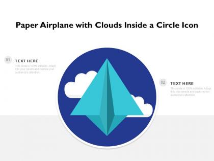 Paper airplane with clouds inside a circle icon