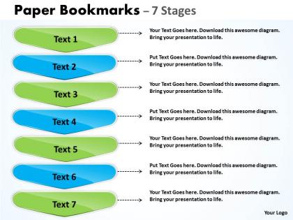 Paper bookmarks diagram with 7 stages