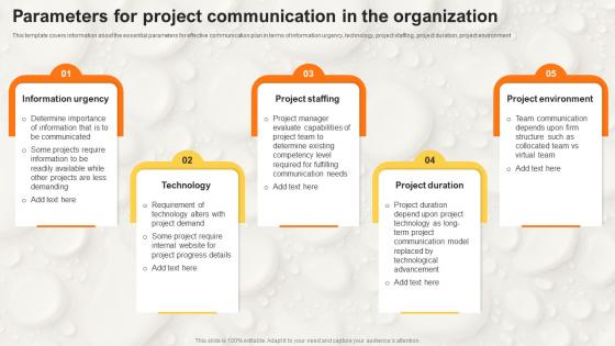 Parameters For Project Communication In The Organization Stakeholder Communication Strategy SS V