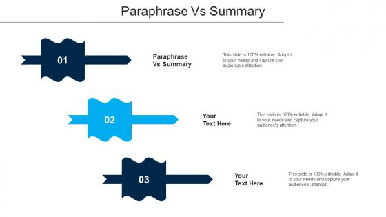 Paraphrase Vs Summary Ppt Powerpoint Presentation Model Portrait Cpb