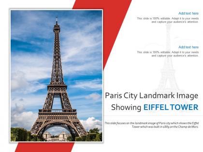 Paris city landmark image showing eiffel tower powerpoint presentation ppt template