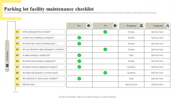 Parking Lot Facility Maintenance Checklist