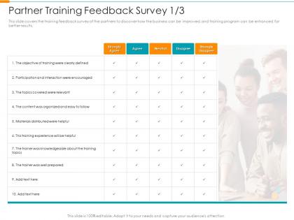 Partner training feedback survey strongly partner relationship management prm tool ppt tips